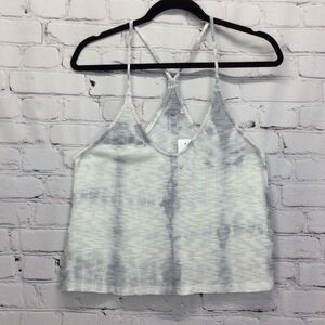 Me to We PacSun Tie Dye Racerback Tank Top Women's Size XS Gray/White Beachy NWT